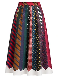 Mixed Tie Print Midi-Skirt