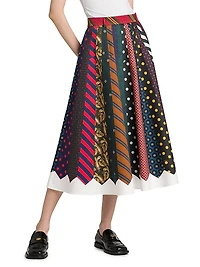 Mixed Tie Print Midi-Skirt