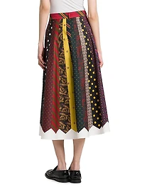 Mixed Tie Print Midi-Skirt