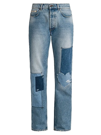 Heart Patchwork Straight Jeans
