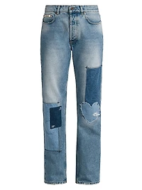 Heart Patchwork Straight Jeans