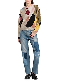 Heart Patchwork Straight Jeans