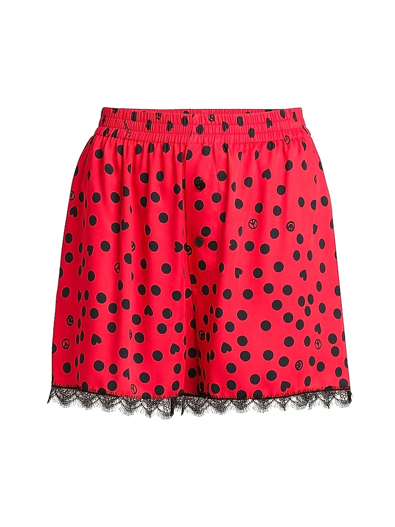 Polka Dot Lace-Trimmed Shorts