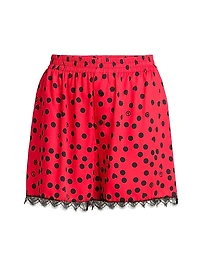 Polka Dot Lace-Trimmed Shorts