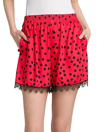 Polka Dot Lace-Trimmed Shorts