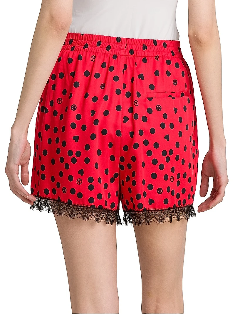 Polka Dot Lace-Trimmed Shorts