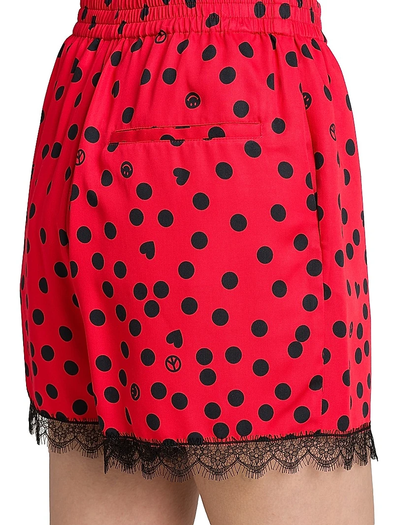 Polka Dot Lace-Trimmed Shorts