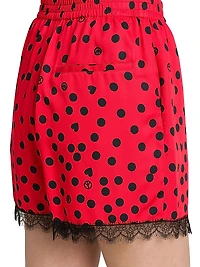 Polka Dot Lace-Trimmed Shorts