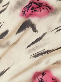 Printed Floral Satin Ruched Top