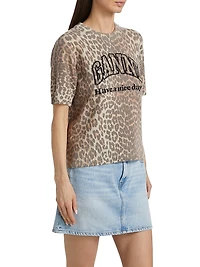 Leopard-Print Wool-Blend T-Shirt
