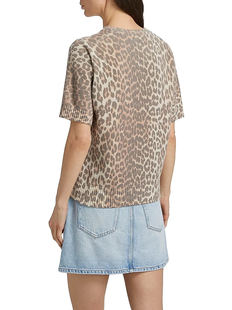 Leopard-Print Wool-Blend T-Shirt