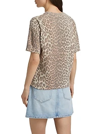 Leopard-Print Wool-Blend T-Shirt