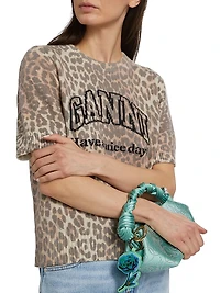 Leopard-Print Wool-Blend T-Shirt