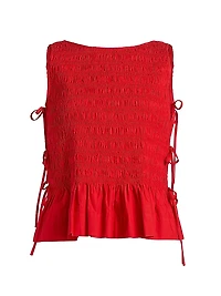 Smocked Side-Tie Cotton Top