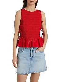 Smocked Side-Tie Cotton Top