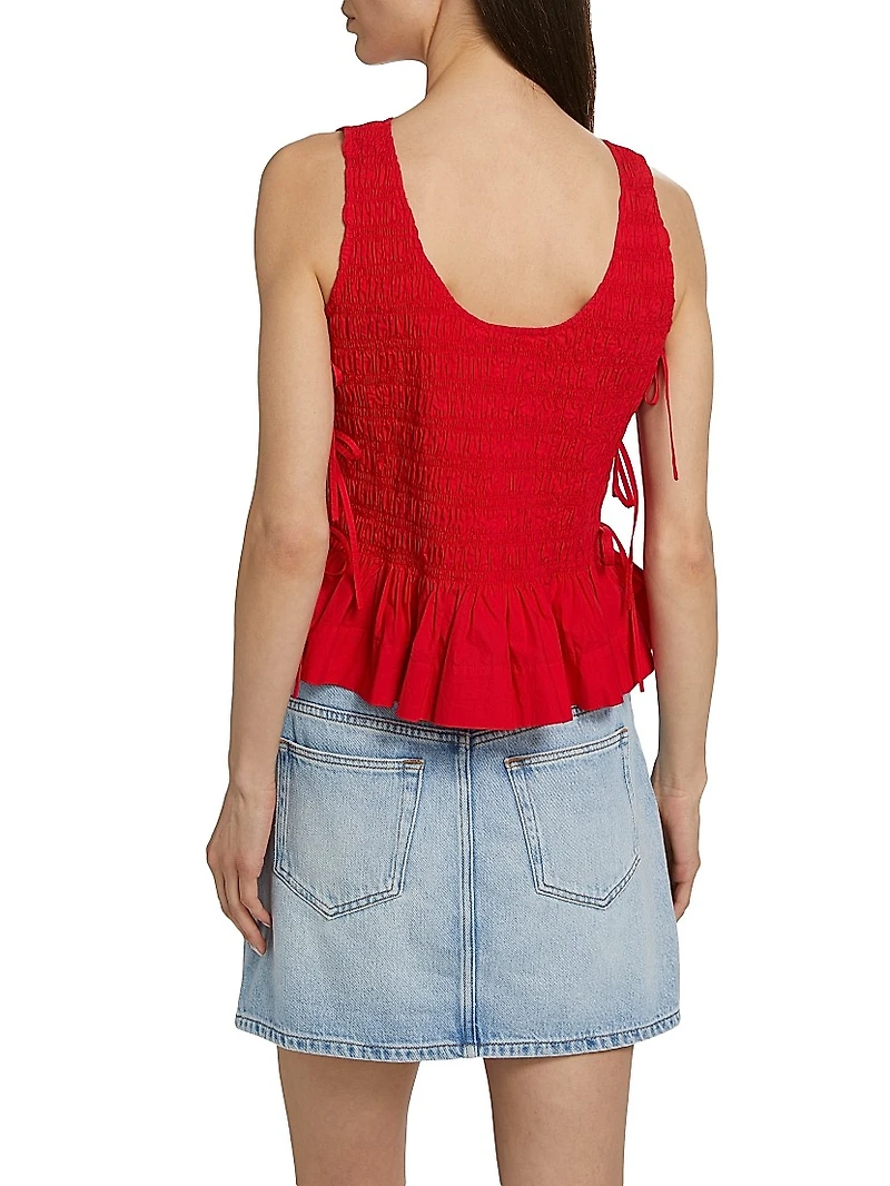 Smocked Side-Tie Cotton Top