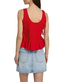 Smocked Side-Tie Cotton Top