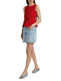 Smocked Side-Tie Cotton Top