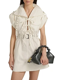 Tie-Front Stretch-Cotton Minidress