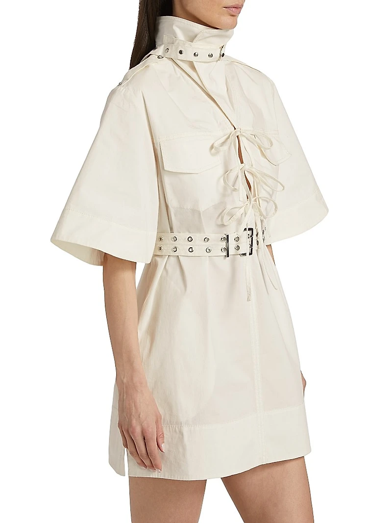Tie-Front Stretch-Cotton Minidress