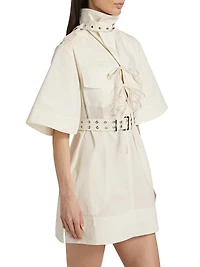 Tie-Front Stretch-Cotton Minidress