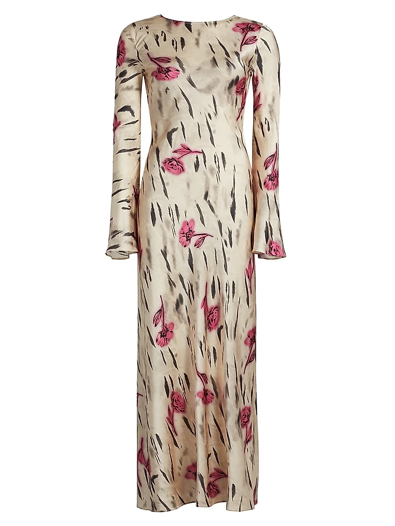 Floral Satin Maxi Dress