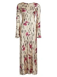 Floral Satin Maxi Dress