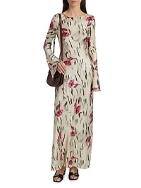 Floral Satin Maxi Dress
