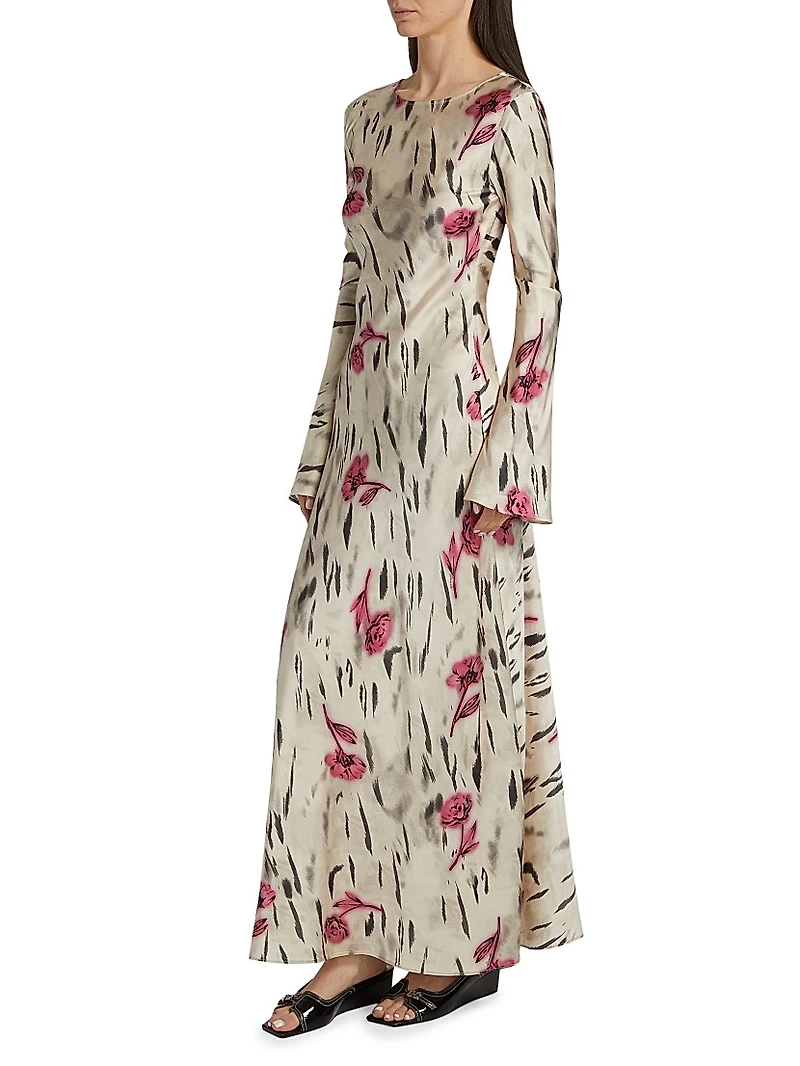 Floral Satin Maxi Dress