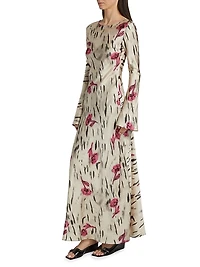 Floral Satin Maxi Dress