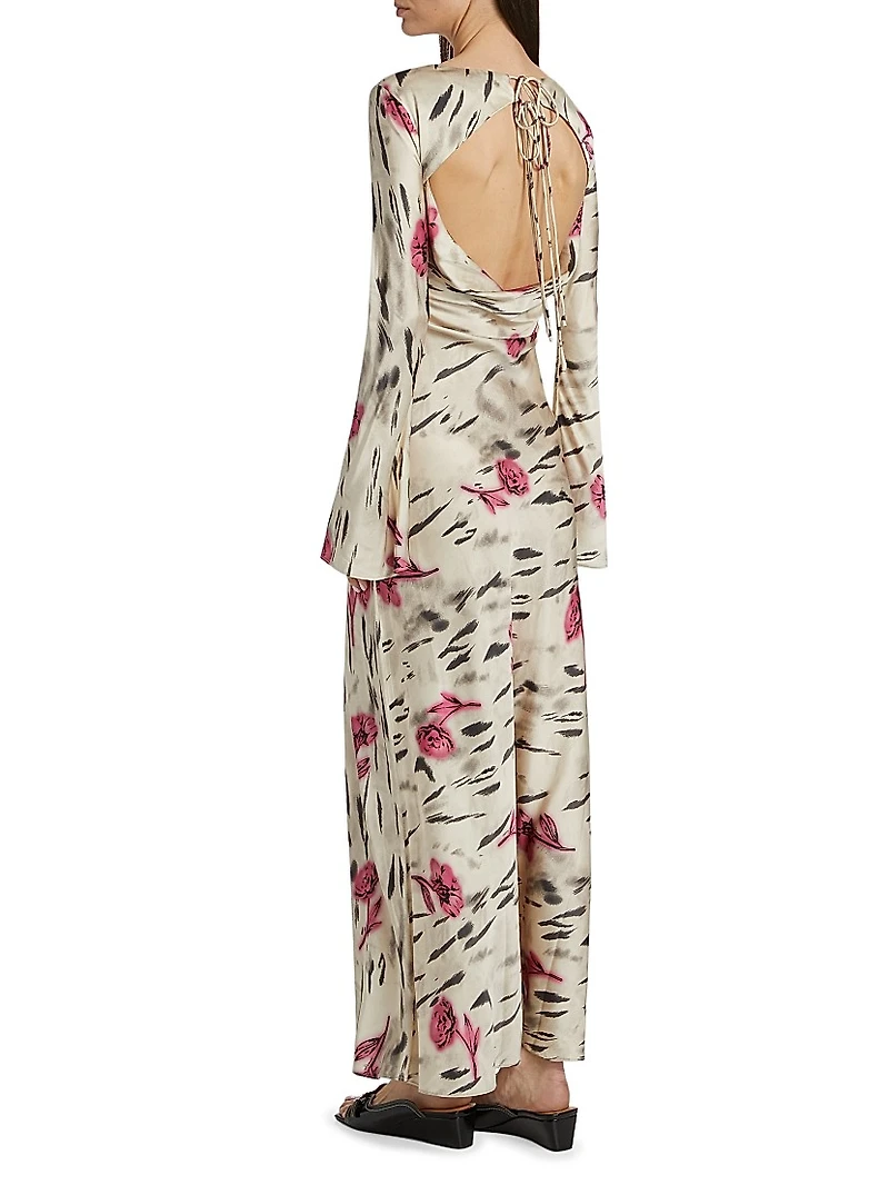 Floral Satin Maxi Dress