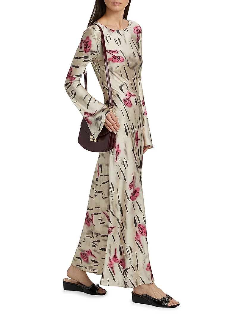 Floral Satin Maxi Dress