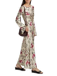 Floral Satin Maxi Dress