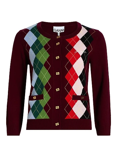 Argyle Wool-Cashmere Cardigan