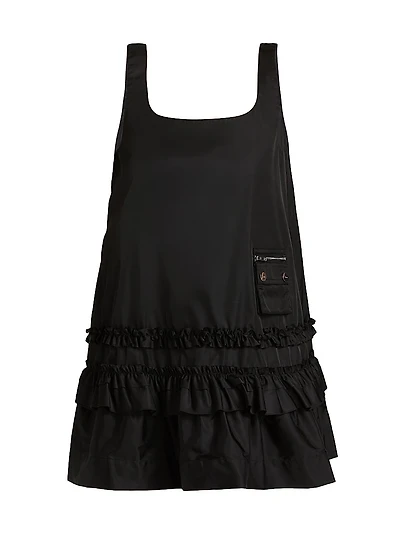 Frilled Duchesse Satin Minidress