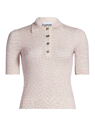Checked Sheer Cotton-Blend Polo Shirt