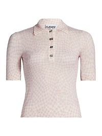 Checked Sheer Cotton-Blend Polo Shirt