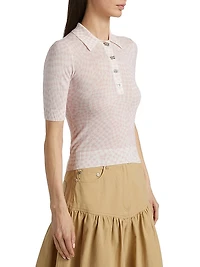 Checked Sheer Cotton-Blend Polo Shirt