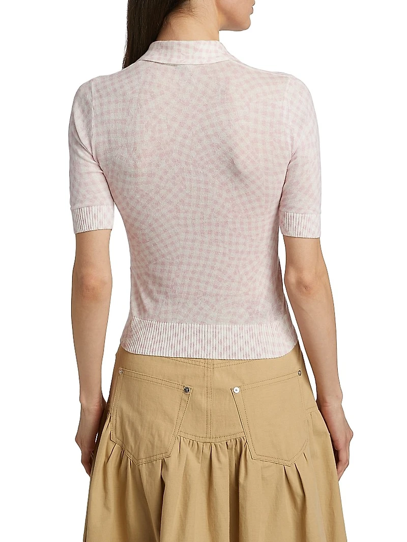 Checked Sheer Cotton-Blend Polo Shirt