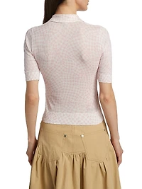 Checked Sheer Cotton-Blend Polo Shirt