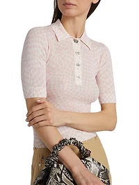 Checked Sheer Cotton-Blend Polo Shirt