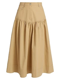 Cotton-Blend Flared Maxi Skirt