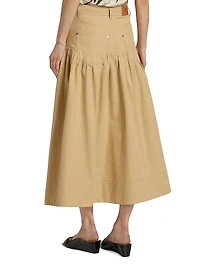 Cotton-Blend Flared Maxi Skirt