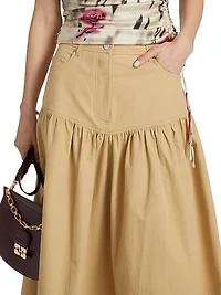 Cotton-Blend Flared Maxi Skirt