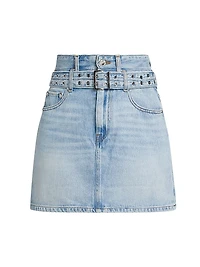 Denim Belted Miniskirt