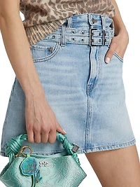 Denim Belted Miniskirt
