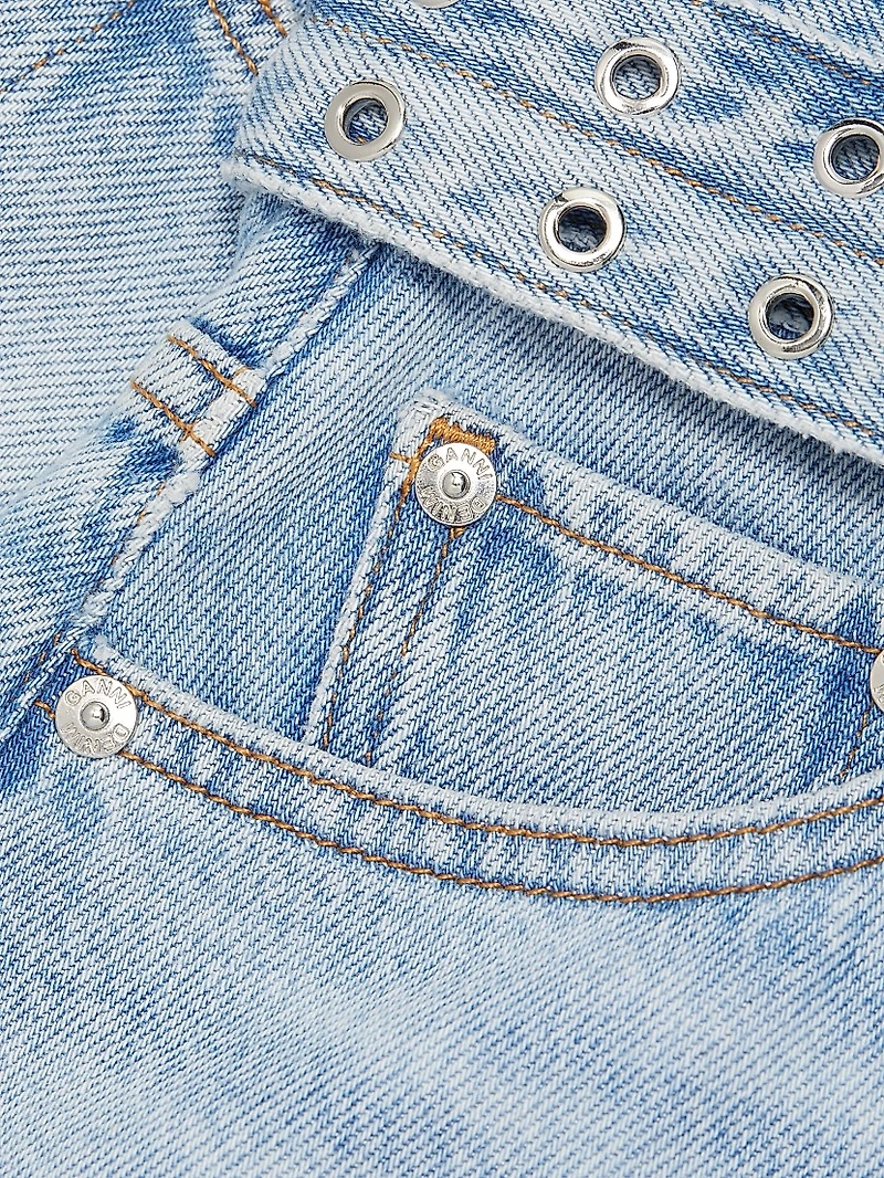 Denim Belted Miniskirt