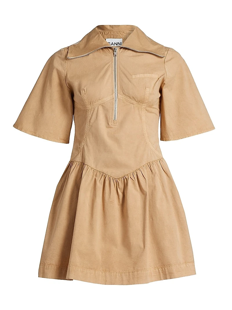 Washed Stretch-Cotton Mini-Shirtdress