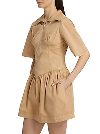 Washed Stretch-Cotton Mini-Shirtdress