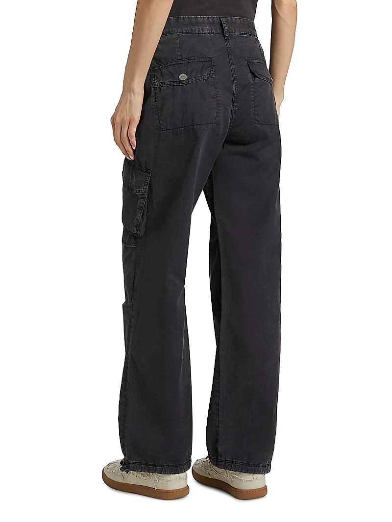 Washed Cotton Twill Cargo Pants